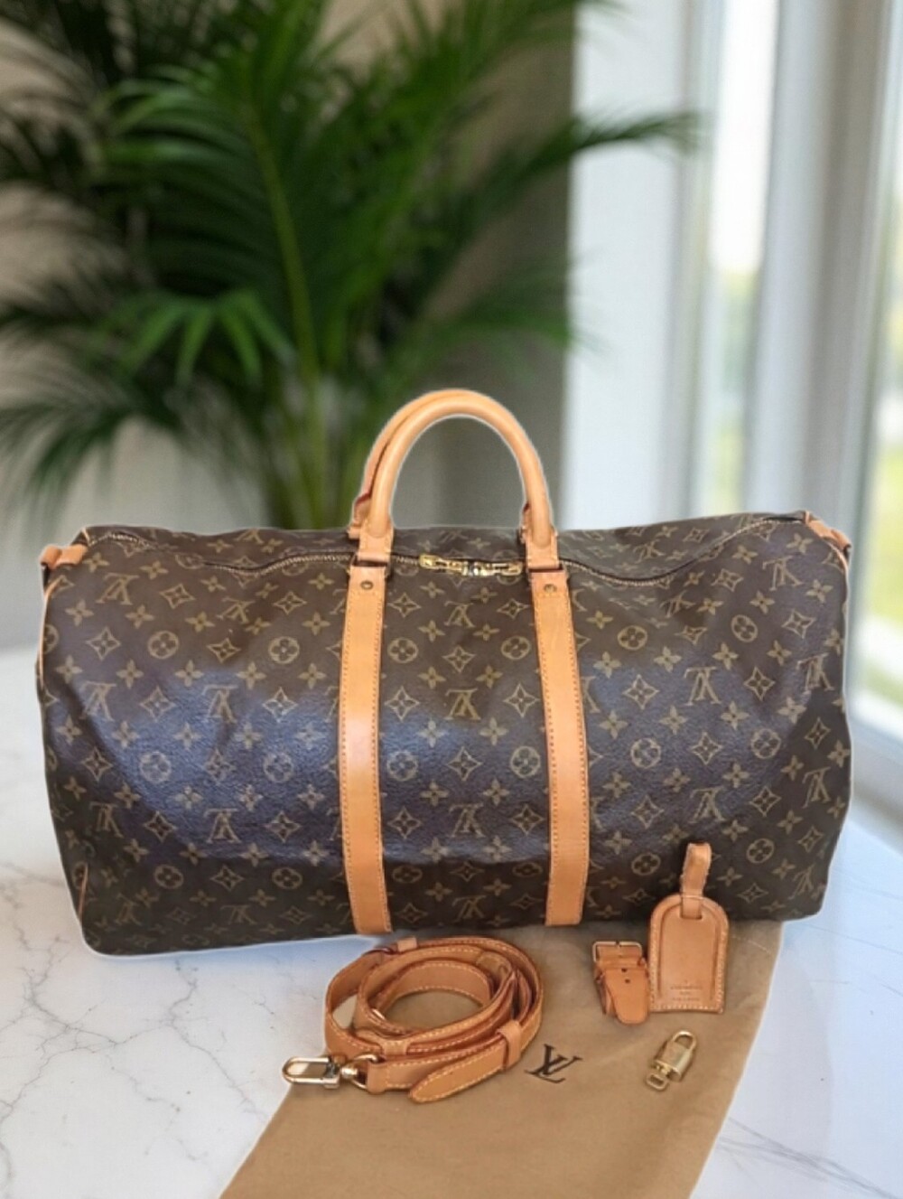 Louis Vuitton Keepall Bandouliere 55 Monogram Vintage 1990 Full Set ✨ - Picture 10 of 16